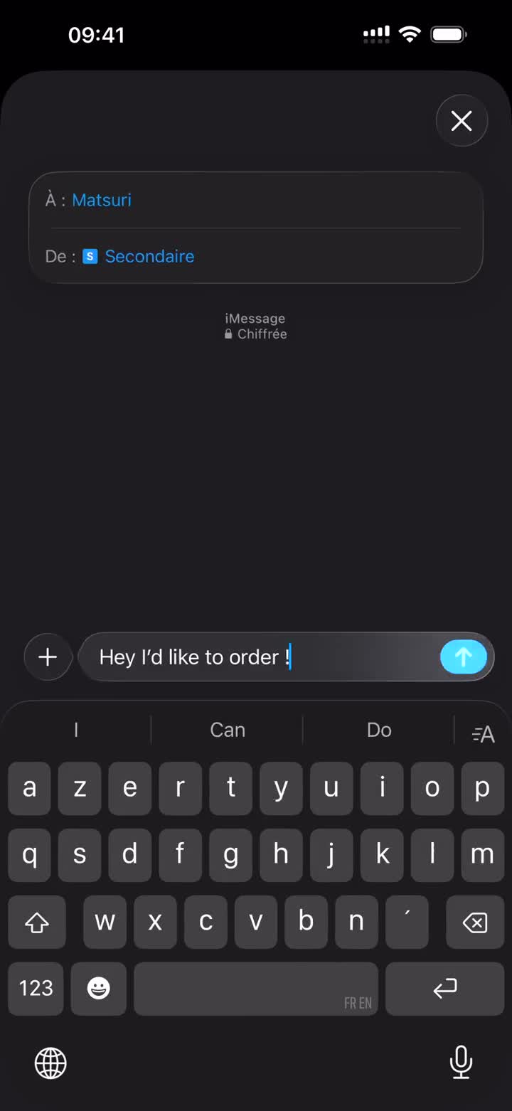 A Châtaigne order starting in Messages